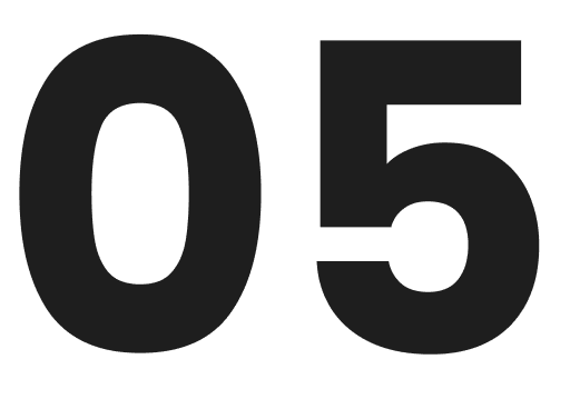 Black number five on dark background.