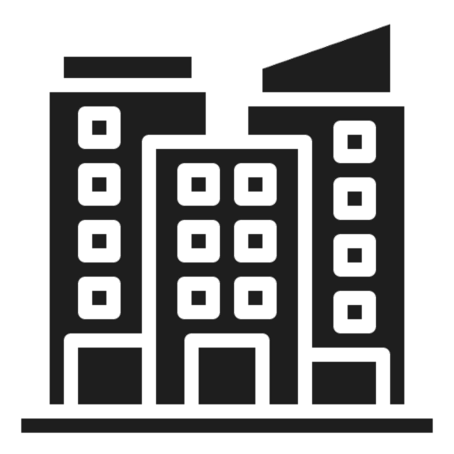 Icon of three stylized office buildings.
