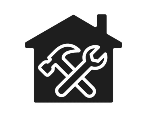 House silhouette with hammer and wrench.